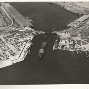 Vintage 1940's Black and White Aerial Photo of Port Corpus Christi 8" x 10"